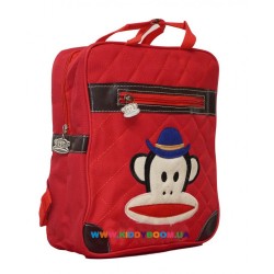 Рюкзак с обезьянкой посередине стеганный красный