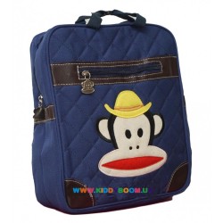 Рюкзак с обезьянкой посередине стеганный синий