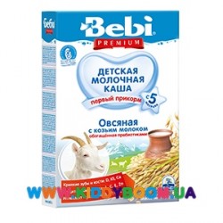 Молочная овсяная каша Bebi Premium® с козьим молоком, обогащенная пребиотиками 200 г.
