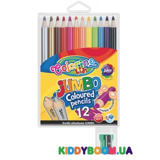 Карандаши цветные JUMBO (12 цветов) с точилкой Colorino 33107PTR 