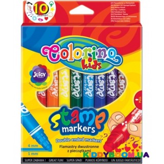 Маркеры со штампом двухсторонние Colorino 36092PTR, 10 цветов