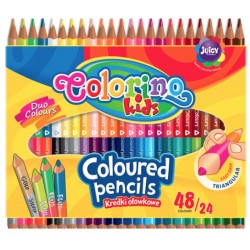 Цветные треугольные двухсторонние карандаши 24 шт х 48 цв. Colorino 51705PTR