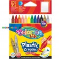 Карандаши стираемые восковые цветные с резинкой Colorino 67331PTR, 12 цветов