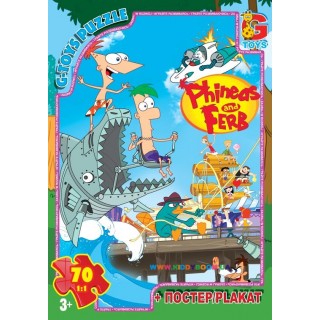 Пазлы Приключения Финеса и Ферба с акулой, 70 элементов G-Toys PF0022