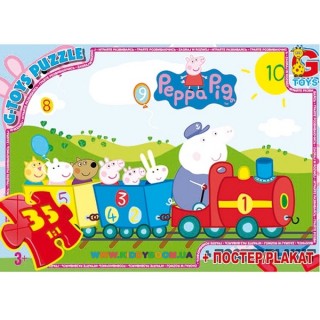 Пазлы Свинка Пеппа на поезде, 35 элементов G-Toys PP001