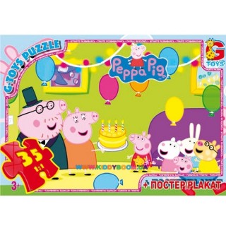 Пазлы Свинка Пеппа День рождения, 35 элементов G-Toys PP002