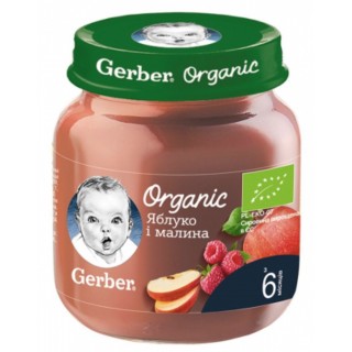 Фруктовое пюре Gerber Яблоко, малина organik с 6-ти мес., 125 гр.