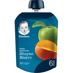 Фруктовое пюре Gerber Яблоко и манго с 6 месяцев 90 г (Пауч)