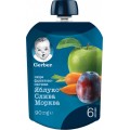Фруктово-овощное пюре Gerber Яблоко, слива, морковь с 6 месяцев Пастеризованное 90 г  (Пауч)