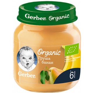 Фруктовое пюре Gerber Органические Груша и банан 125 г 