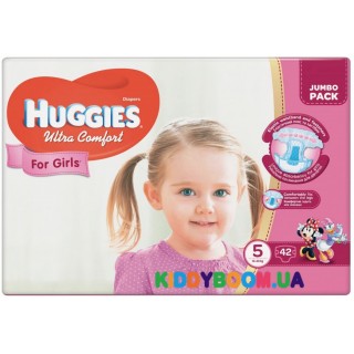 Подгузники для девочки Huggies Ultra Comfort 5  (12-22 кг) 42 шт.