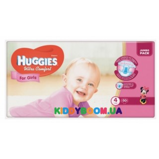 Подгузники для девочки Huggies Ultra Comfort 4 (8-14 кг) 50 шт.