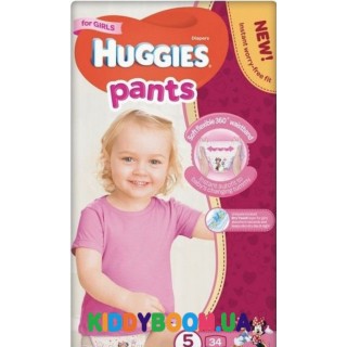 Трусики-подгузники для девочек Huggies Pants 5 (12-17 кг ) 34 шт.