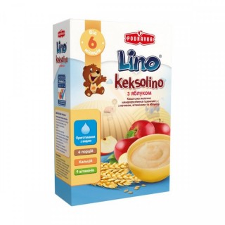Каша молочная Lino Keksolino Пшеничная с печеньем и яблоком 200 г