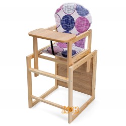 Деревянный стульчик для кормления трансформер Наталка Зайчик фиолетовый (Круги)