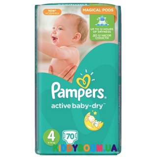 Подгузники Pampers  Active Baby Dry 4 maxi  (8-14 кг) 70 шт