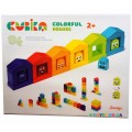 Деревянный конструктор Цветные домики Cubika 14866
