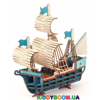Деревянный 3Д пазл Корабль с набором красок (53 дет) ekoGOODS 19872005