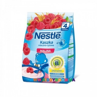 Каша Nestle безглютеновая молочная рисовая с малиной с бифидобактериями с 6мес. 230 гр.