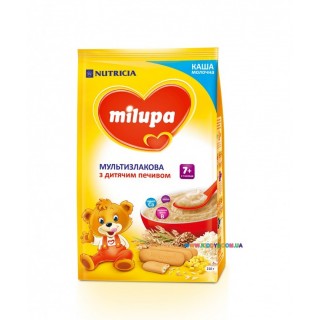 Каша молочная Milupa мультизлаковая с детским печеньем (с 7 мес) 210 гр.