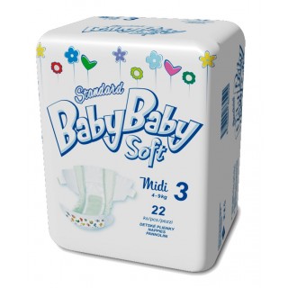 Подгузники BabyBaby Soft Стандарт Midi 3 ( 4-9 кг) 22 шт.