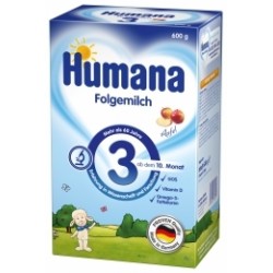 Сухая молочная смесь Хумана 3 с пребиотиками галактоолигосахаридами (ГОС) и яблоком 600г 
