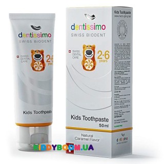Зубная паста Dentissimo Junior With Caramel Aroma с 2-6 лет, 50 мл