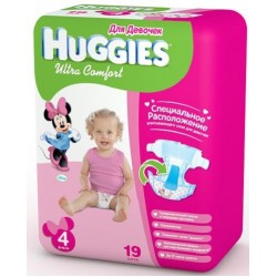 Подгузники для девочки Huggies Ultra Comfort 4 (8-14 кг) 19 шт.