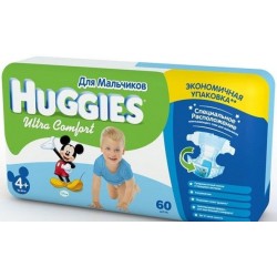 Подгузник для мальчика Huggies Ultra Comfort 4+ (10-16 кг) 60 шт.