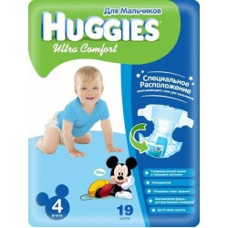 Подгузники для мальчика Huggies Ultra Comfort 4 (8-14 кг) 19 шт.