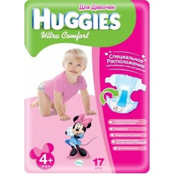 Подгузники для девочки Huggies Ultra Comfort 4+ (10-16 кг) 17 шт.