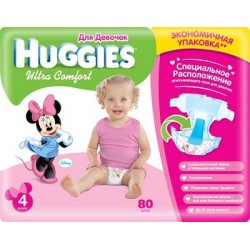 Подгузники для девочки Huggies Ultra Comfort 4 (8-14 кг) 80 шт.