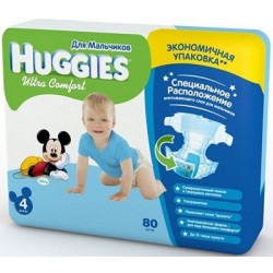 Подгузники для мальчика Huggies Ultra Comfort 4 (8-14 кг) 80 шт.
