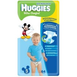 Подгузники для мальчика Huggies Ultra Comfort 5 (12-22 кг) 64 шт.