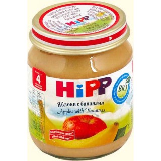 Пюре Hipp Яблоки с бананами (с 4 мес.) 125 гр.