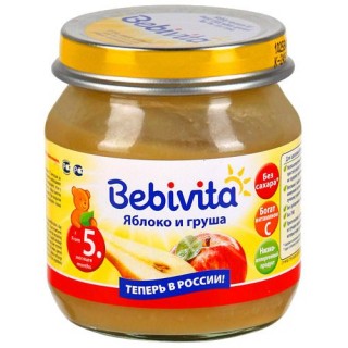 Пюре Bebivita Яблоко и груша (с 5 мес.) 100 гр.