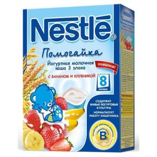 Каша молочная Nestle йогуртовая 3-х злаковая банан с клубникой (с 8 мес.) 200 гр.
