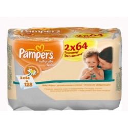 Cалфетки  Pampers Naturally Clean Duo 2X64