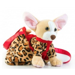 Мягкая игрушка собачка чихуахуа коричневая, с сумочкой в платье Тигрес СО-0102